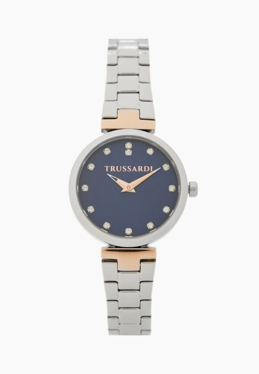 montre femme trussardi loud acier, cadran bleu, bracelet argent, Étanche 50m, boîte dorigine, garantie internationale r2453164504
