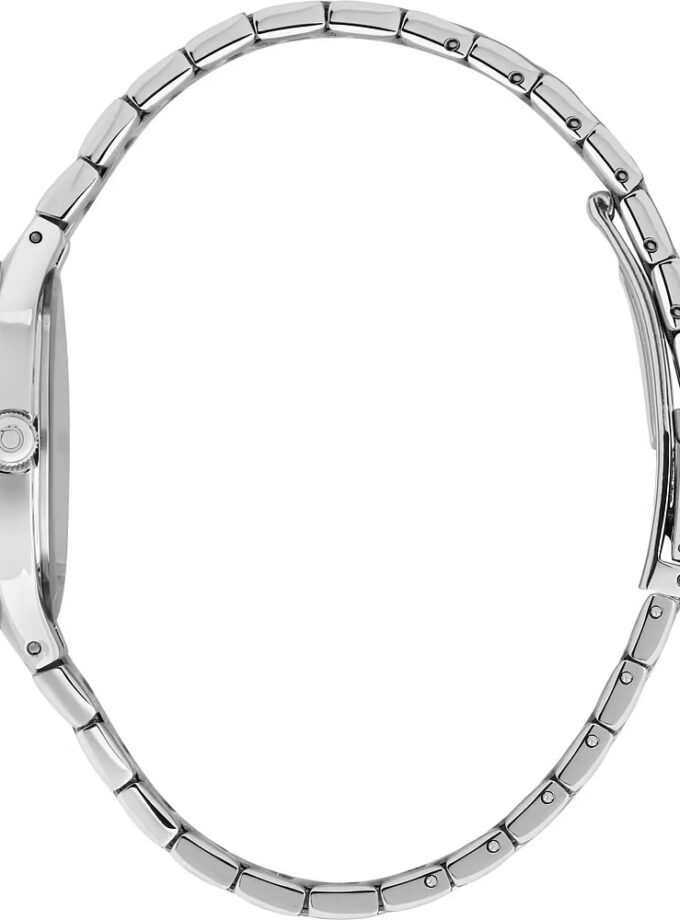 Montre femme Trussardi T-Essenza, acier poli 32mm, quartz, bracelet acier argent, verre minéral, étanche 5 ATM, boucle déployante, garantie 2 ans, référence R2453172506