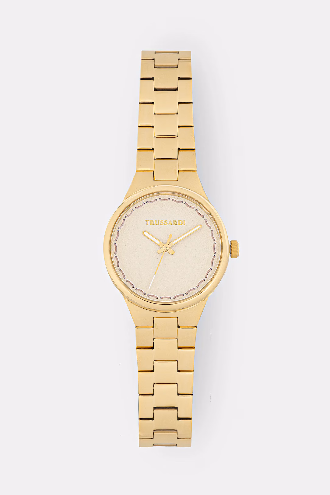 montre femme trussardi t essenza quartz acier bracelet acier fermoir caché cadran beige 32mm verre minéral Étanche 5atm réf. r2453172501