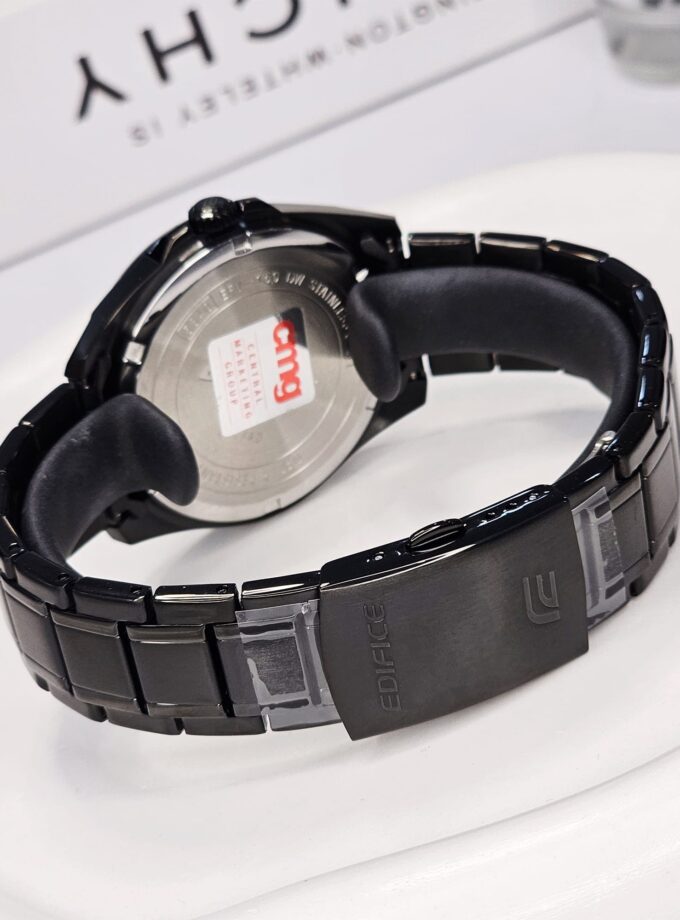 Montre Homme Casio EFV-150DC-1AVUDF – Acier inoxydable, bracelet et boîtier plaqué ion noir, verre minéral, étanche 100m, affichage analogique, date, précision ±20s/mois, 46,5×42,6×9mm, 113g