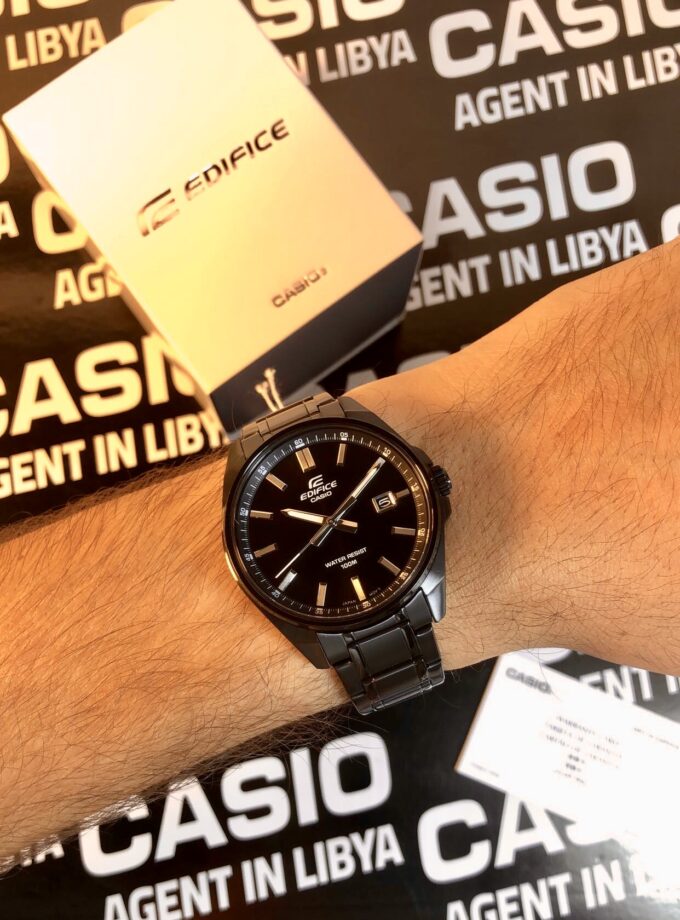 Montre Homme Casio EFV-150DC-1AVUDF – Acier inoxydable, bracelet et boîtier plaqué ion noir, verre minéral, étanche 100m, affichage analogique, date, précision ±20s/mois, 46,5×42,6×9mm, 113g