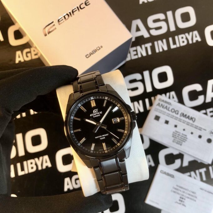 Montre Homme Casio EFV-150DC-1AVUDF – Acier inoxydable, bracelet et boîtier plaqué ion noir, verre minéral, étanche 100m, affichage analogique, date, précision ±20s/mois, 46,5×42,6×9mm, 113g