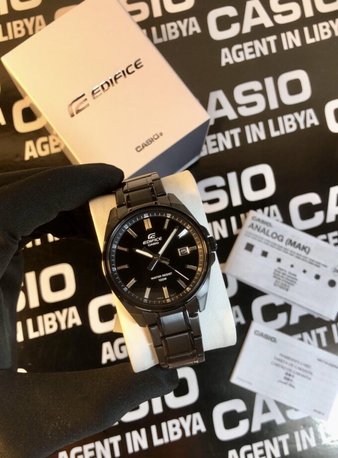 Montre Homme Casio EFV-150DC-1AVUDF – Acier inoxydable, bracelet et boîtier plaqué ion noir, verre minéral, étanche 100m, affichage analogique, date, précision ±20s/mois, 46,5×42,6×9mm, 113g