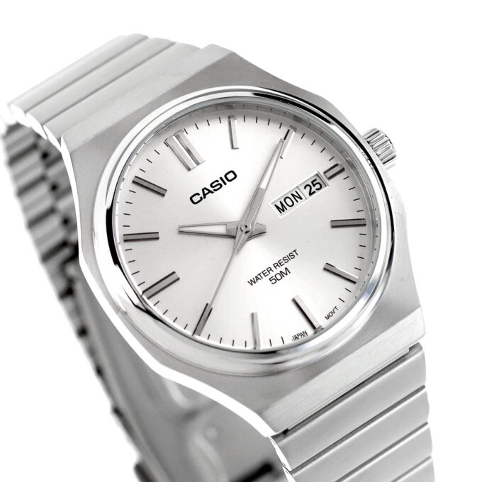 Montre Homme Casio MTP-E735D-7AV - Acier Inoxydable, Cadran Argenté, Affichage Jour/Date, Bracelet Métal - Montres Boutique Aïwatch