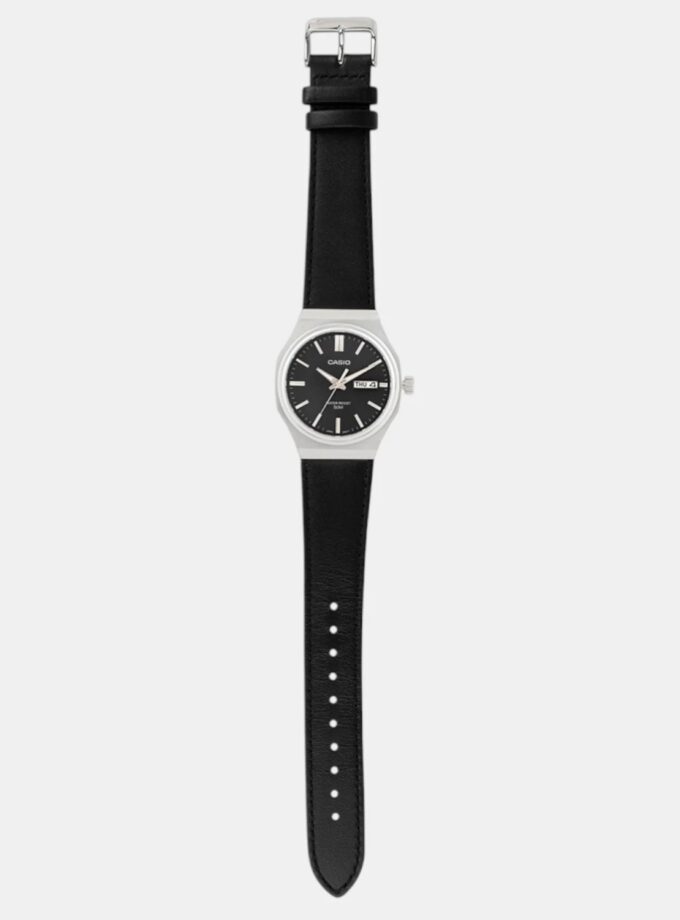 montre homme casio mtp e735l 8avdf – cadran gris foncé, bracelet cuir, style élégant, affichage analogique – cuir – gris foncé – mtp e735l 8avdf