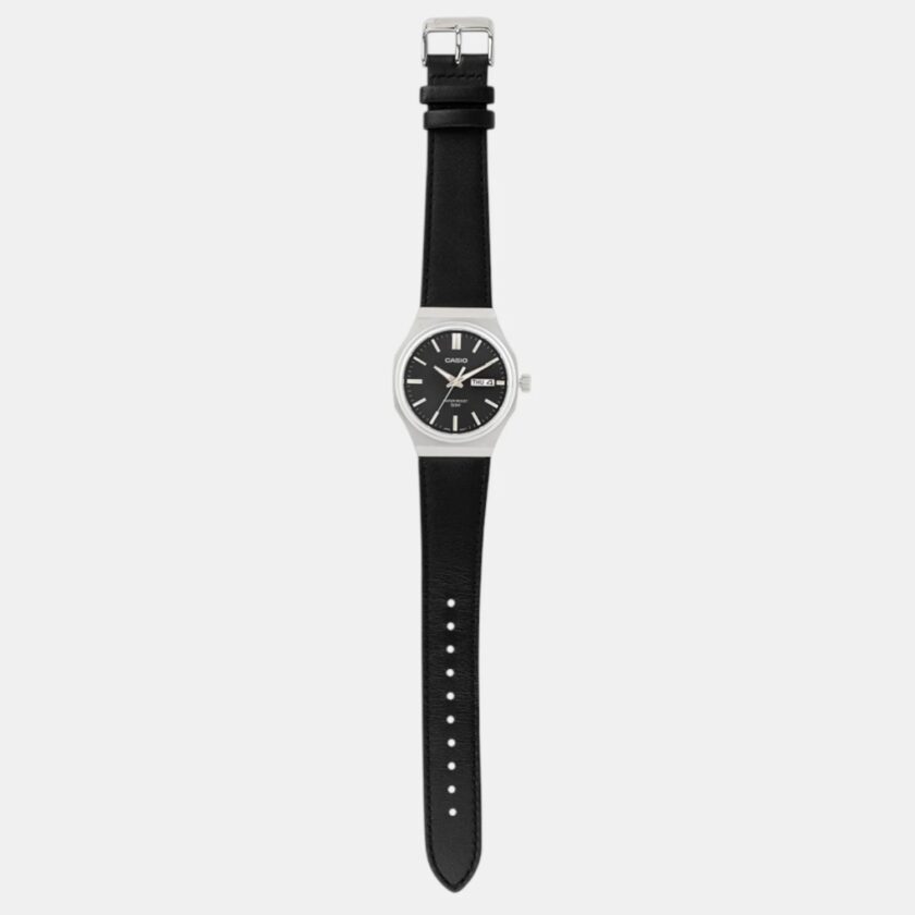 montre homme casio mtp e735l 8avdf – cadran gris foncé, bracelet cuir, style élégant, affichage analogique – cuir – gris foncé – mtp e735l 8avdf