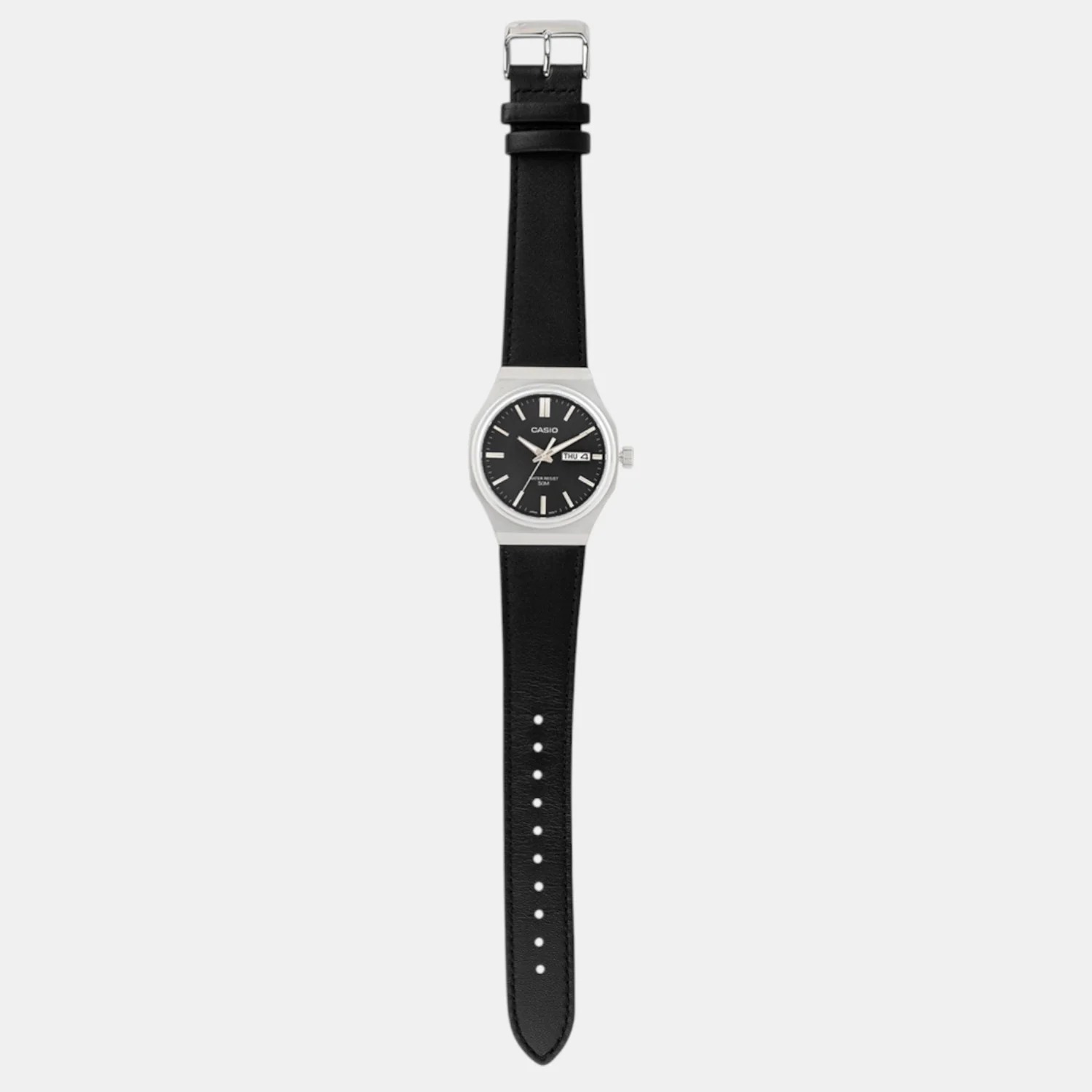 montre homme casio mtp e735l 8avdf – cadran gris foncé, bracelet cuir, style élégant, affichage analogique – cuir – gris foncé – mtp e735l 8avdf