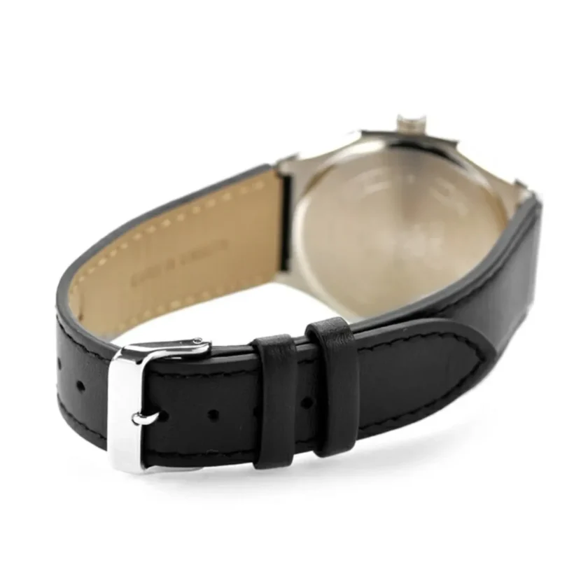 montre homme casio mtp e735l 8avdf – cadran gris foncé, bracelet cuir, style élégant, affichage analogique – cuir – gris foncé – mtp e735l 8avdf