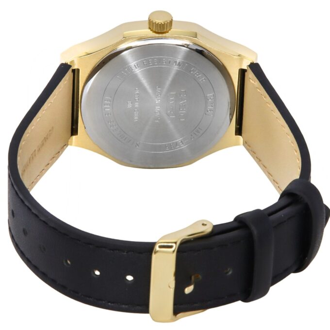 Montre analogique homme - Casio Standard - Quartz, cadran noir, bracelet cuir, étanche, design classique - Matière cuir - Couleur noir - Réf. MTP-E735GL-1AV