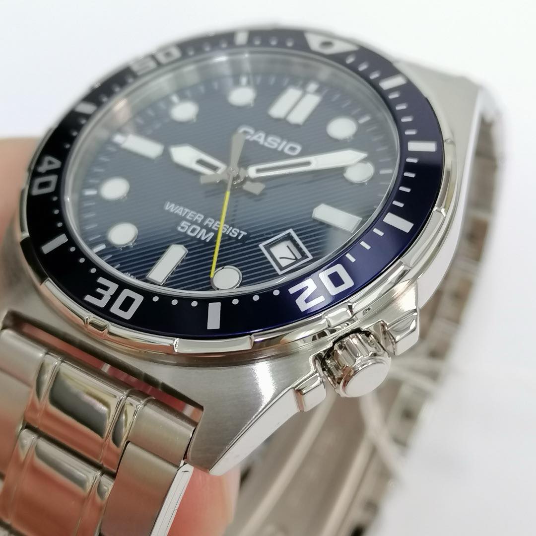 montre analogique casio homme – acier inoxydable, bracelet métal, Étanche, argent – mtd 135d 2avdf