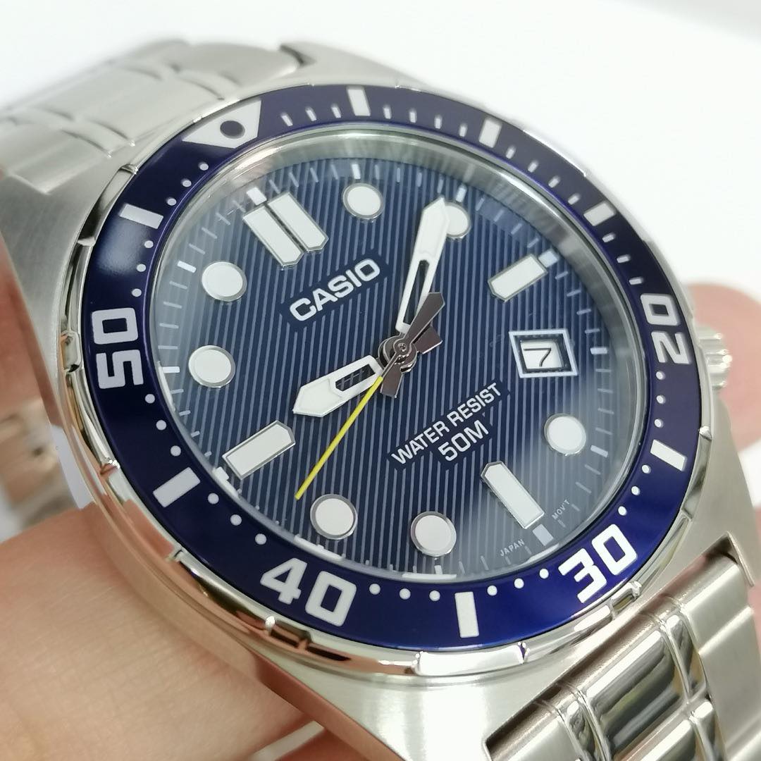 montre analogique casio homme – acier inoxydable, bracelet métal, Étanche, argent – mtd 135d 2avdf