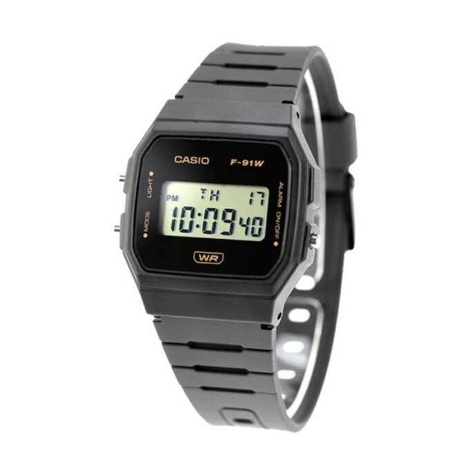 Montre - Casio - Homme/Femme - Chronomètre, Alarme, LED, Résine biosourcée, Étanche - Noir - F-91WB-8ADF