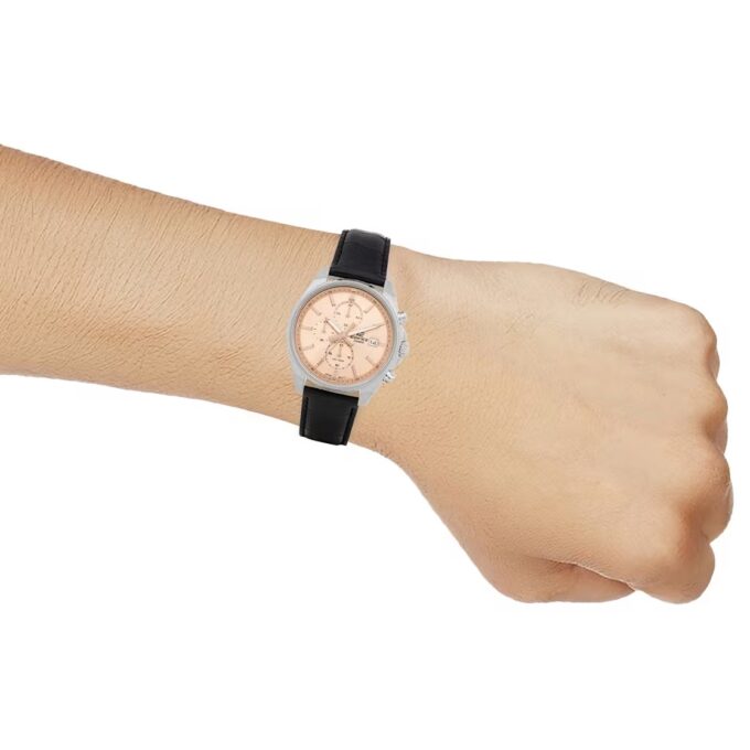 Montre Homme Casio EFV-610EL-5AUDF – Chronographe, Acier inoxydable, Bracelet cuir, Étanche 100m, Date, Verre minéral, 48,6 mm, Marron