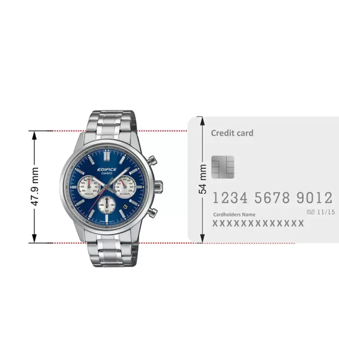 Montre homme Casio – Chronographe, Acier inoxydable, Verre minéral, Étanche 100m, Bracelet acier, Bleu - EFR-575D-2ADF