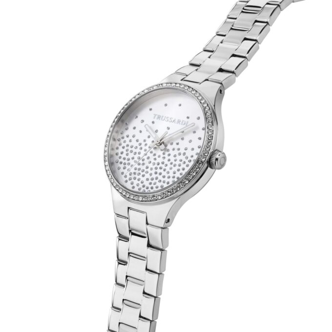 Montre Classique Femme Quartz TRUSSARDI R2453172504 – Acier Argent, Bracelet et Boîtier Acier, Verre Minéral, Résistante 5 ATM, Garantie 24 mois