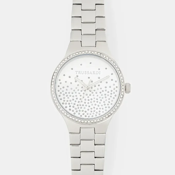 Montre Classique Femme Quartz TRUSSARDI R2453172504 – Acier Argent, Bracelet et Boîtier Acier, Verre Minéral, Résistante 5 ATM, Garantie 24 mois