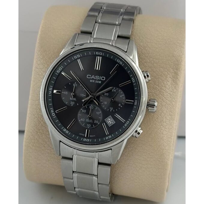 Montre Classique Homme Casio MTP-E515D-1AVDF – Acier Inoxydable, Bracelet Métal, Étanche, Design Élégant – Argenté – Chronographe - MTP-E515D-1AVDF