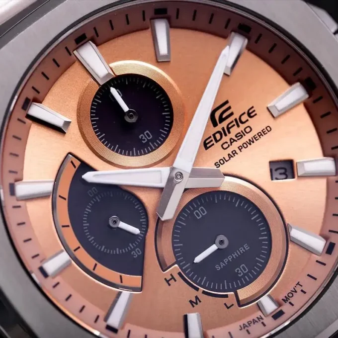 Montre Classique Homme Solaire Casio EFS-S570D-5AUDF – Chronomètre, Verre Saphir Antireflet, Acier Inoxydable, Bracelet Ajustable, Etanche 100m, Précision ±20s/mois, Argent