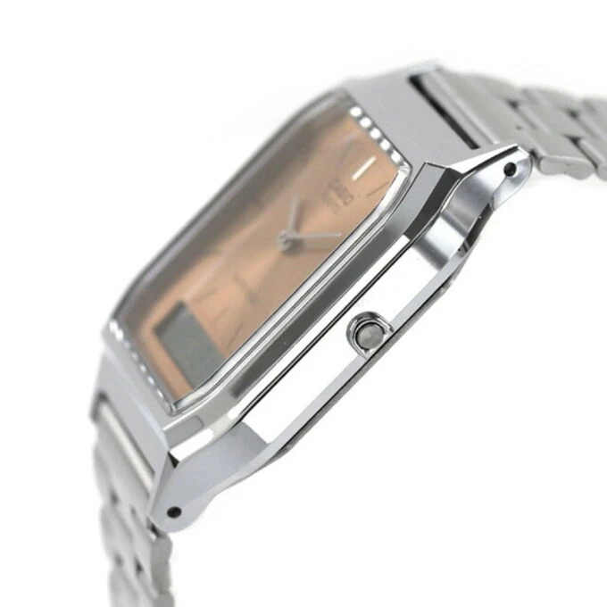 Montre Casio AQ-230A-4AMQYDF - Homme - Double affichage analogique et digital, Alarme, Chronomètre, Bracelet acier inoxydable - Couleur argentée - Référence AQ-230A-4AMQYDF