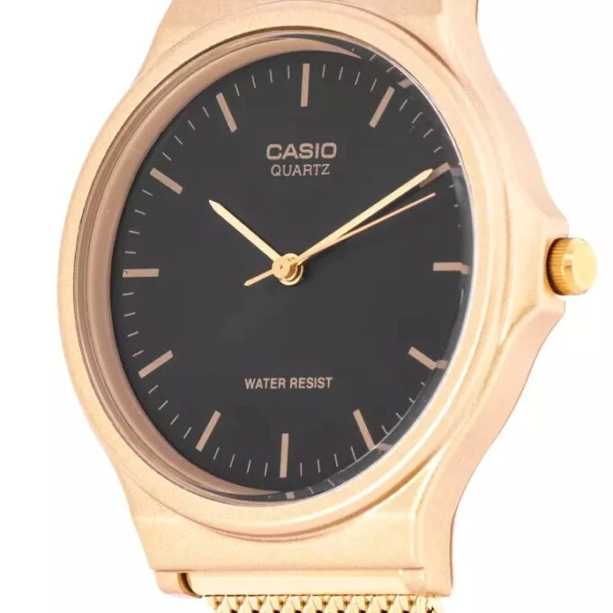 Montre Casio Homme - Bracelet Dorée En Resine -Boitier En Resine - Résistante À L'Eau - 12 Mois De Garantie - Mq-24Mg-1Edf