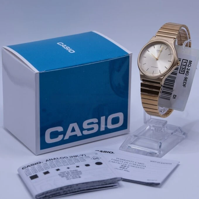 Montre CASIO Unisexe - MQ-24G-9EDF Bracelet Dorée En Résine - Résistante à l'eau - 12 Mois De Garantie