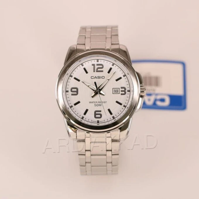 Montre CASIO Homme - MTP-1314D-7AVDF - Bracelet Gris En Acier Inoxydable - Cadran Blanc - 12 Mois De Garantie