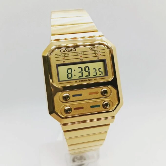 Montre-Bracelet Jeunesse- Casio A100WEG-9ADF - Bracelet Dorée en Acier Inoxydable