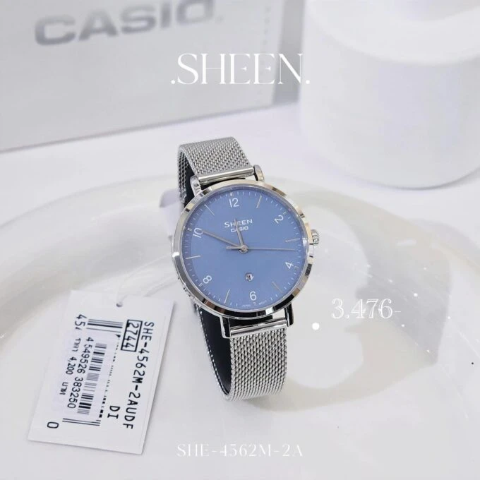 Montre Femme CASIO - Bracelet En Maille Acier Inoxydable - Fermoir Réglable - 50 Mètres - SHE-4562M-2AUDF - Verre Saphir