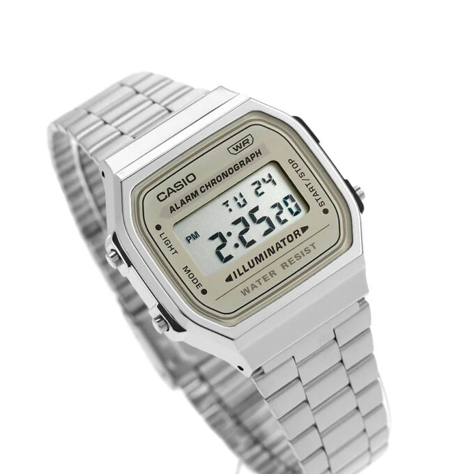 Montre Classique Homme Casio A168WA-8AYDF - Bracelet Acier Inoxydable, Affichage Digital, Étanche, Style Vintage - Argent - Référence A168WA-8AYDF