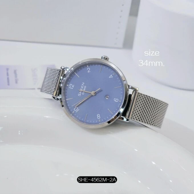 Montre Femme CASIO - Bracelet En Maille Acier Inoxydable - Fermoir Réglable - 50 Mètres - SHE-4562M-2AUDF - Verre Saphir