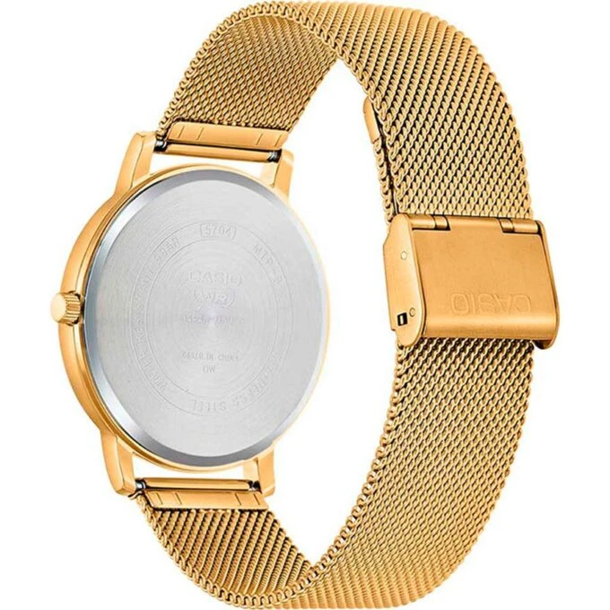 Montre Classique Homme - Casio - Acier Inoxydable, Bracelet Maille, Étanche 50m, Mouvement Analogique - Dorée- MTP-B130MG-1AVDF