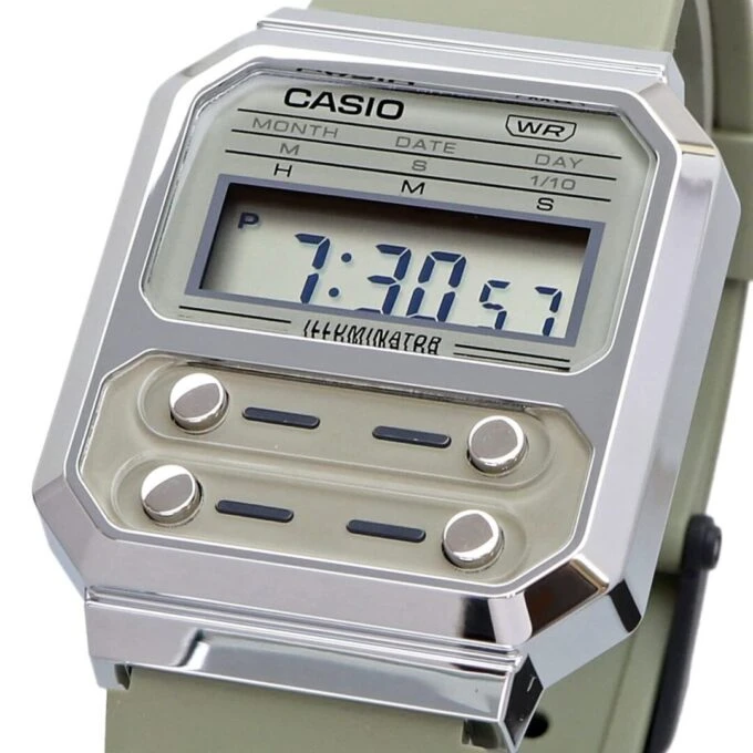 aiwatch_A100WEF-3ADF - Montre Homme Casio Vintage - A100WEF-3ADF - Bracelet en Résine gris - Résistant à l'eau