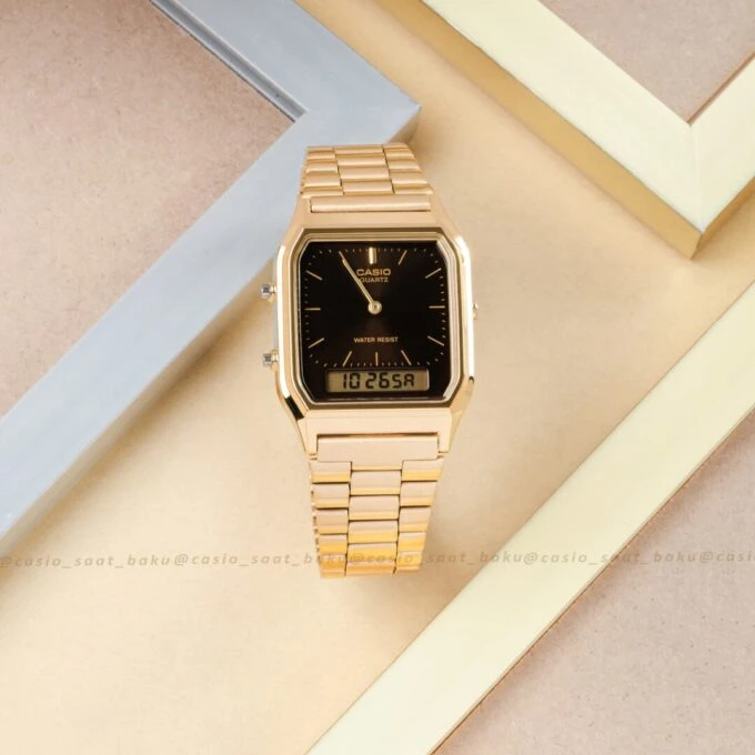 Montre Classique - Casio - Unisexe - Design Vintage, Bracelet Métallique, Résistance à lEau, Fonction Chronographe - Acier Inoxydable - Argenté - AQ-230GA-5AMQYDF