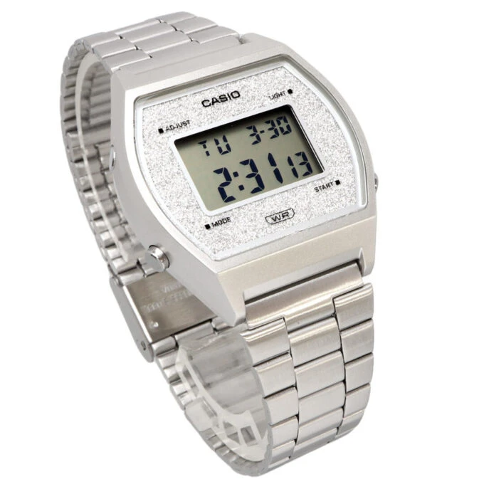 Montre CASIO Vintage Unisexe - B640WDG-7DF - Bracelet Gris En Acier Inoxydable - Cadran Blanc - 12 Mois De Garantie