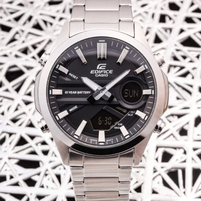 Montre Classique Homme - Casio Edifice - EFV-C120D-1ADF - Acier Inoxydable, Multifonction, Étanche, Bracelet Métal, Noir