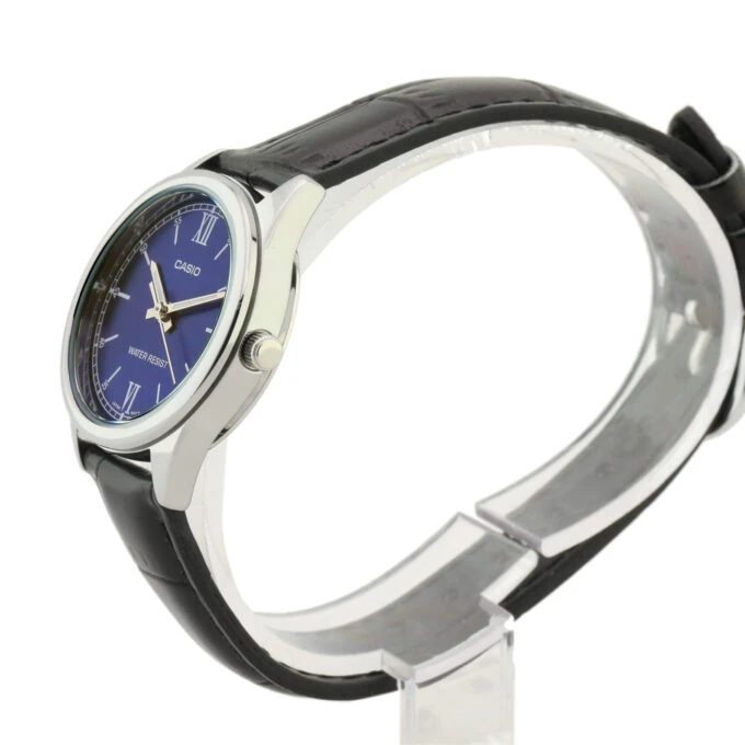Montre CASIO Femme - LTP-V005L-2BUDF - Bracelet Noir En Cuir Véritable - Résistante à l'eau - 12 Mois De Garantie