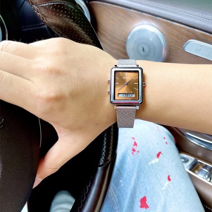 aiwatch_MTP-B205M-5EDF - Montre Homme Casio - MTP-B205M-5EDF - Affichage Analogique - Numérique - Bracelet en acier inoxydable - Résistant à l'eau