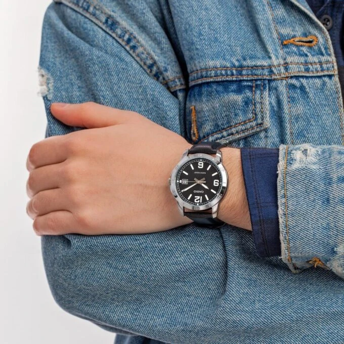 Montre Homme Casio - MTP-V004L-1BUDF - Bracelet en cuir noir - Résistant à l'eau