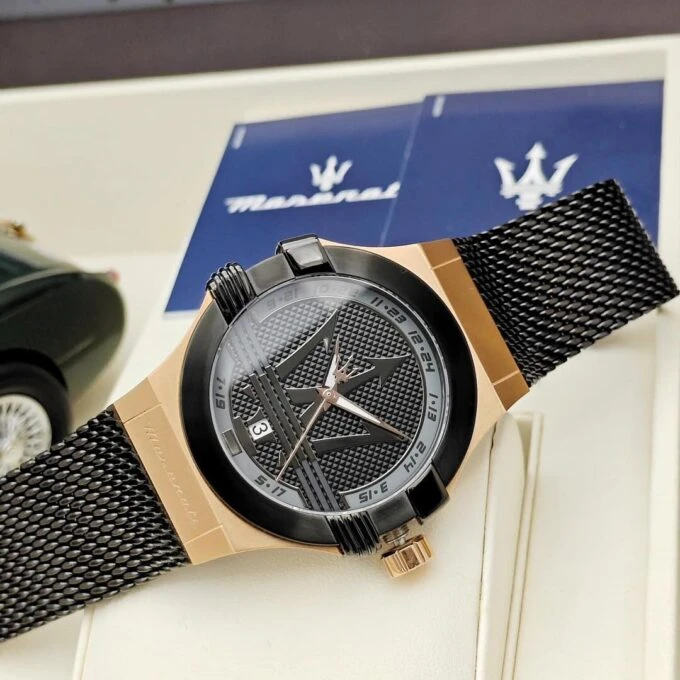 aiwatch_R8853108010 - Montre Homme seul le temps Maserati Potenza - R8853108010- Bracelet Noir en Acier Inoxydable - Résistance à l'eau 10 ATM