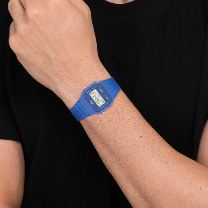 Montre Casio - Unisexe - Chronomètre 1/100e, Alarme quotidienne, Éclairage LED, Calendrier automatique - Résine bio - Vert - F-91WB-2A1DF