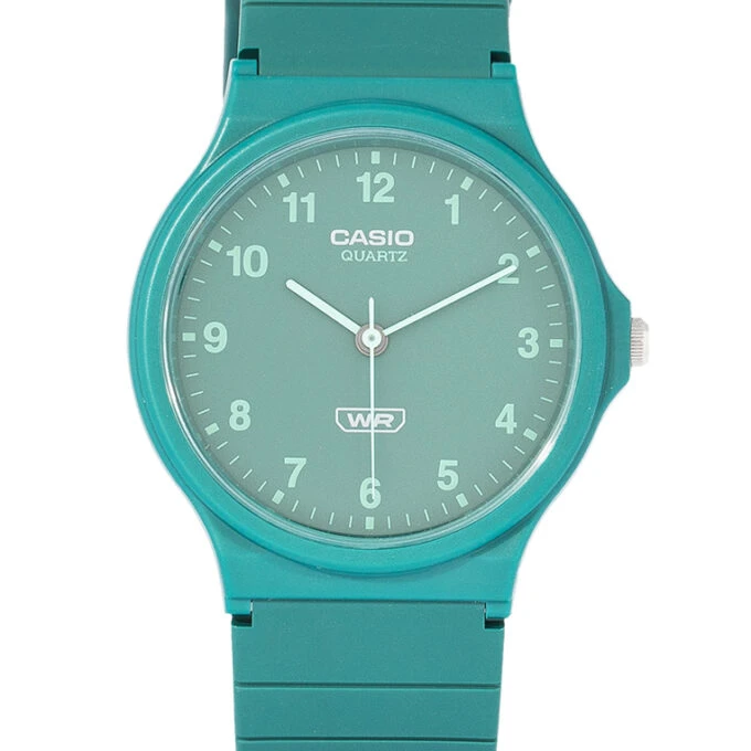 Montre unisexe Casio Collection – Analogique, cadran vert, bracelet résine, étanche, léger – Matière résine – Couleur vert – Référence MQ-24B-3BDF