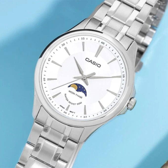 montre classique homme casio bracelet acier inoxydable, résistante à leau, design Élégant référence mtp m100d 7avdf argent