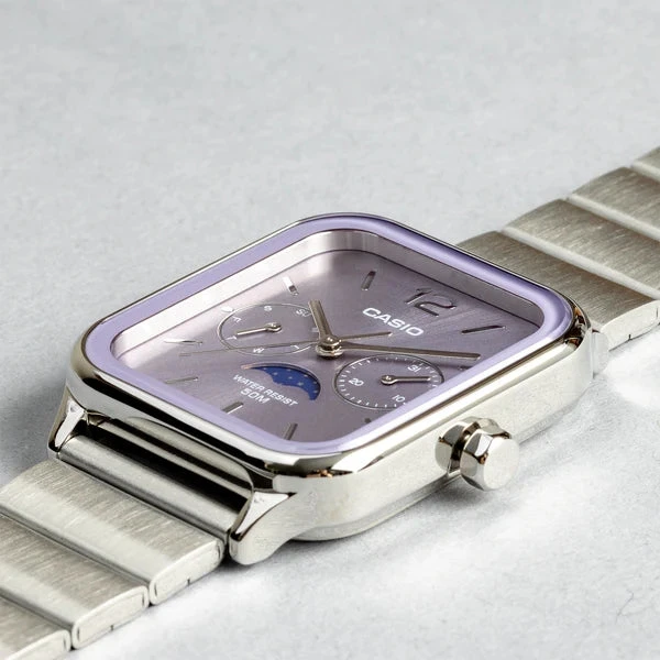 Montre Homme - Analogique, Résistante à lEau, Bracelet Acier Inoxydable, Design Élégant - Acier - Argent - Référence MTP-M305D-6AVDF