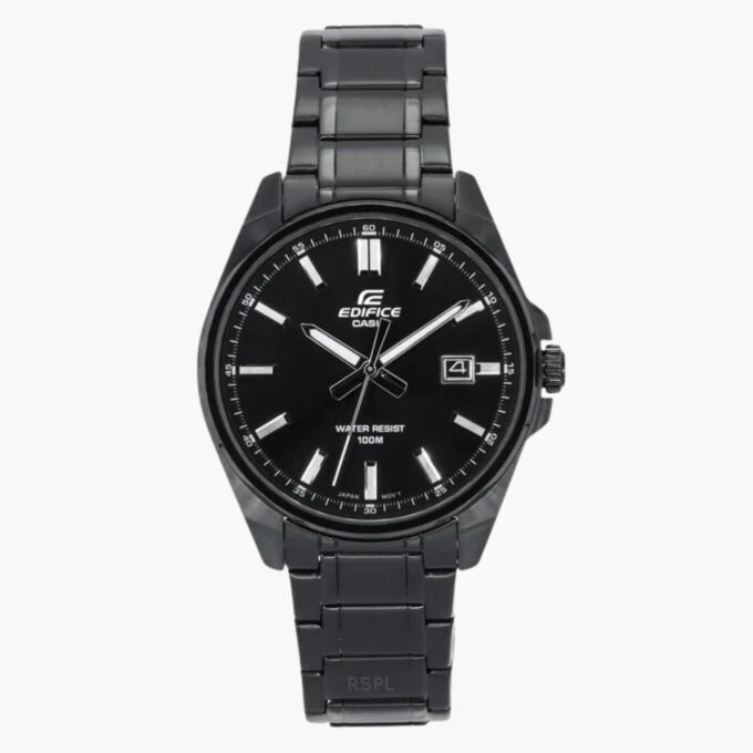 Montre Homme Casio EFV-150DC-1AVUDF – Acier inoxydable, bracelet et boîtier plaqué ion noir, verre minéral, étanche 100m, affichage analogique, date, précision ±20s/mois, 46,5×42,6×9mm, 113g