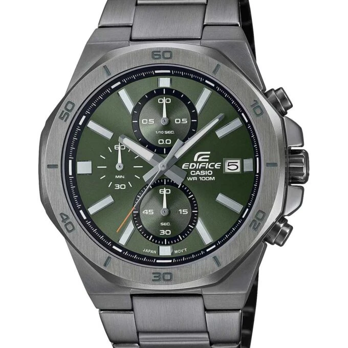 Montre homme chronographe - Casio - Acier inoxydable, étanche 100m, bracelet acier, verre minéral, boîtier noir, affichage date - EFV-640DC-1AVUDF