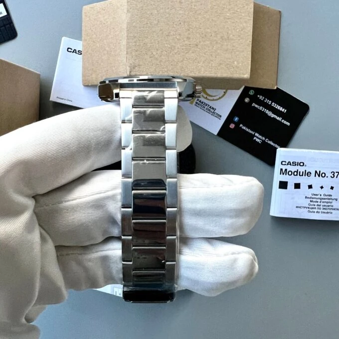 Montre Homme - Casio - Classique - Phase de Lune, Affichage Analogique, Date et Jour - Acier Inoxydable - Cadran Noir - MTP-M300D-1AVDF