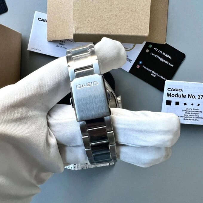 Montre Homme - Casio - Classique - Phase de Lune, Affichage Analogique, Date et Jour - Acier Inoxydable - Cadran Noir - MTP-M300D-1AVDF