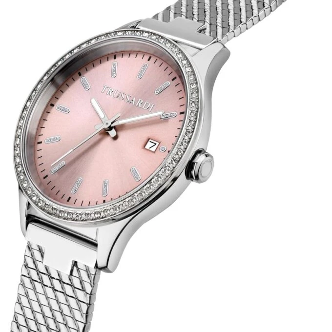 Montre Femme - Trussardi - Analogique, Temps et Date, Collection City Life, Bracelet Acier - Argenté - R2453170506