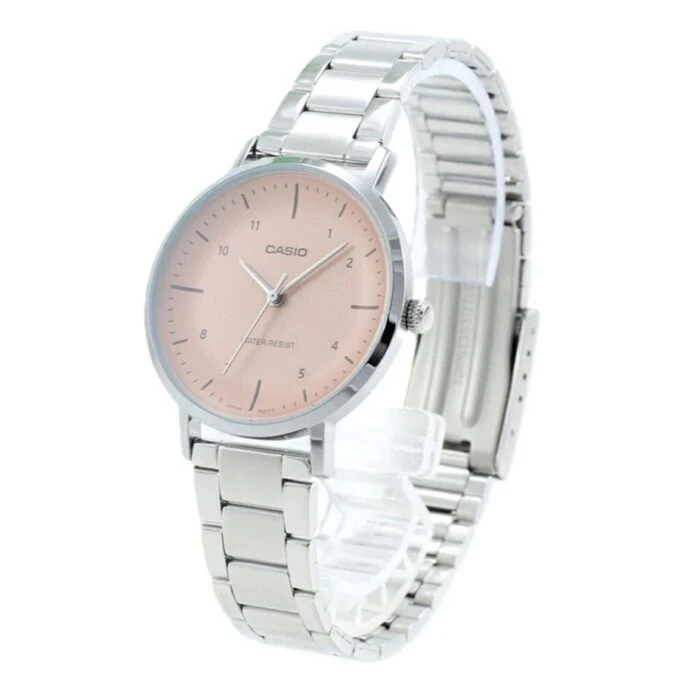 Montre Casio - Femme - Analogique, Chronométrage, Résistante à leau, Autonomie 3 ans - Bracelet Acier Inoxydable - Argent/Rose - LTP-VT03D-4BDF