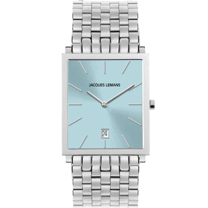 Montre Homme Classique 1-2173J - Acier Inoxydable, Cadran Bleu Poli, Verre Minéral Saphir, Bracelet Acier, Date, Fermoir Clip